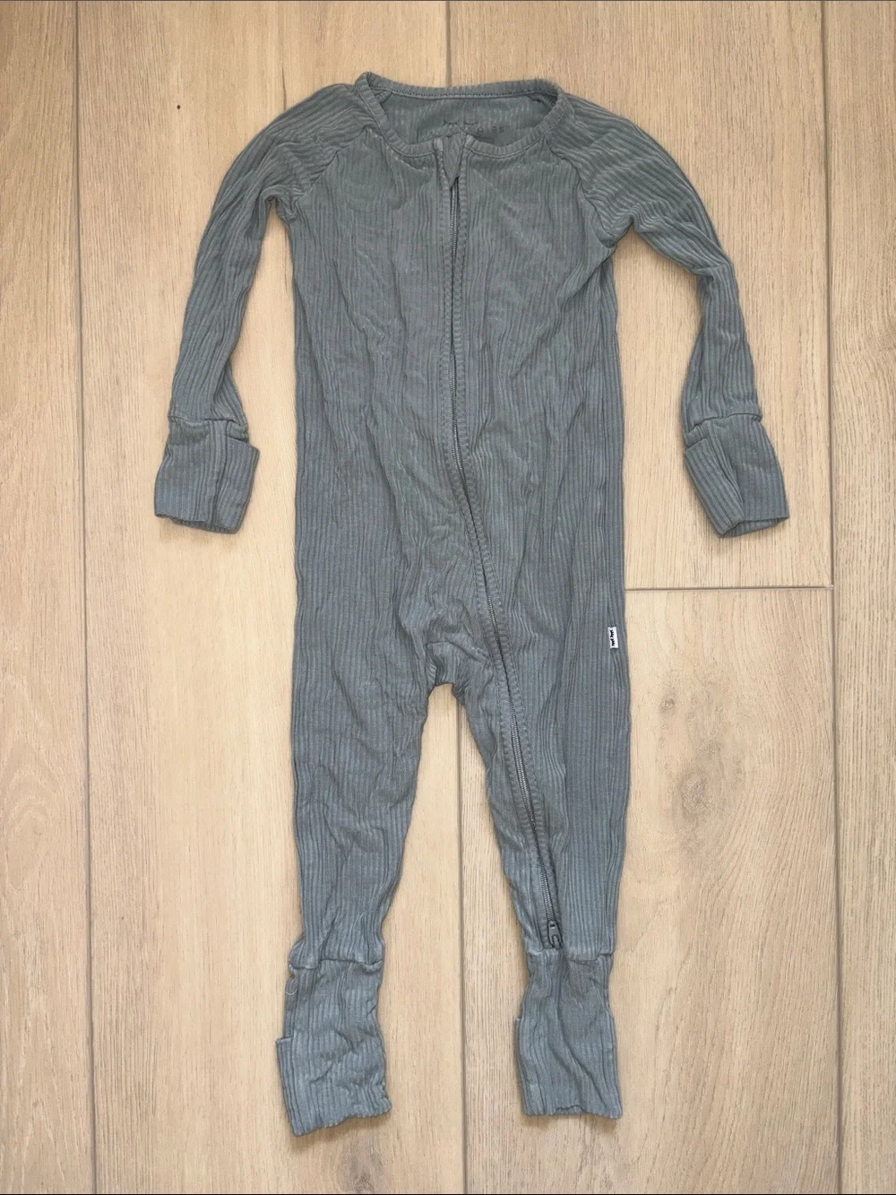 Little Sleepies Ribbed Blue/Grey Zippy